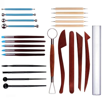 

Polymer Clay Tools 24pcs Modeling Clay Sculpting Tools 5pcs Wooden Dotting Tools+5pcs Rubber Tip Pens+4pcs Ball Stylus Tool+4pcs