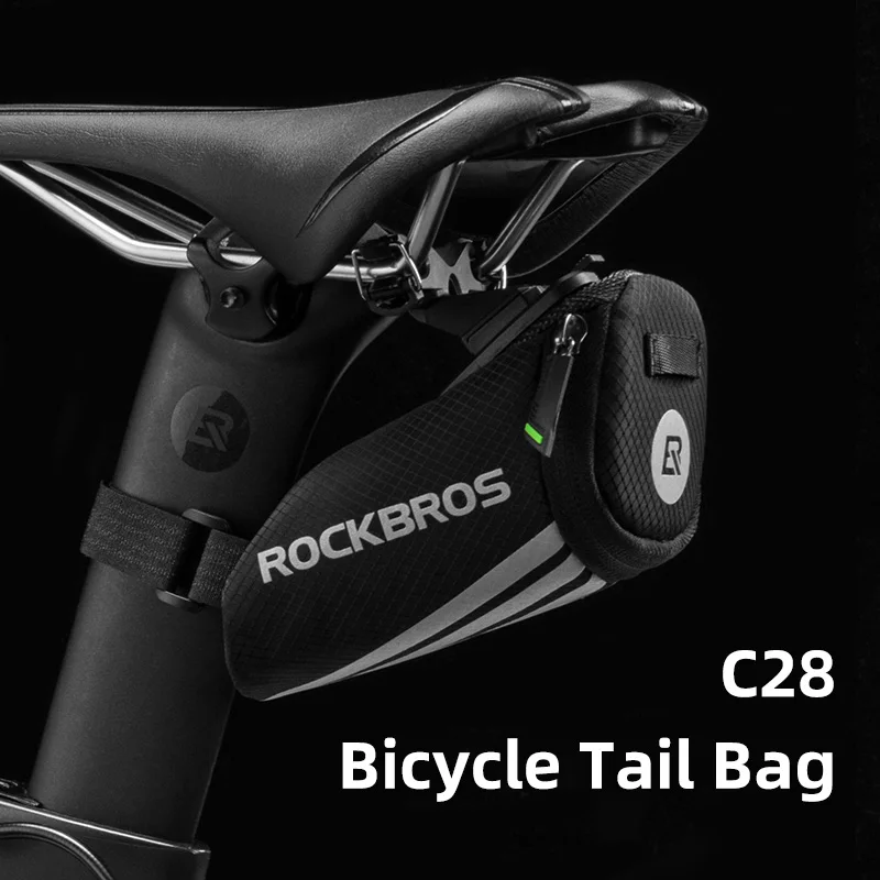 Borsa Sella Rockbros Impermeabile – Piccola 1L, Riflettente, Per Bici MTB E City. Nera, Leggera 159g