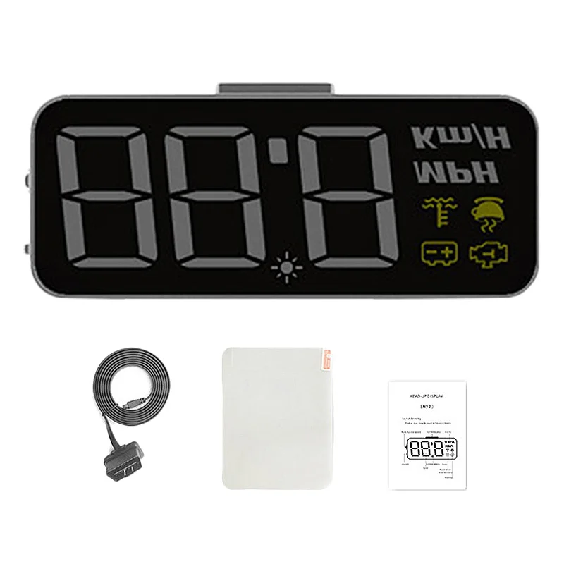 

1 Set Black HUD H90 Car Head Up 3.2 Inch Digital Display Windshield Speed Projector Security Alarm Water Temp Overspeed RPM Volt
