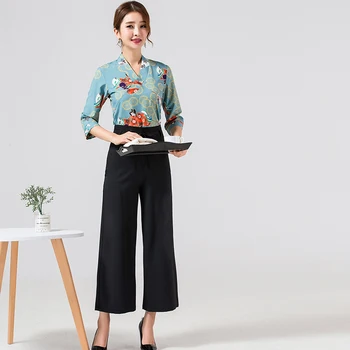 

Traditional style Health Club Workwear Women's Teahouse Waitress Clothes Foot Bath Beauty Salon SPA Uniform 2 Piece uniform