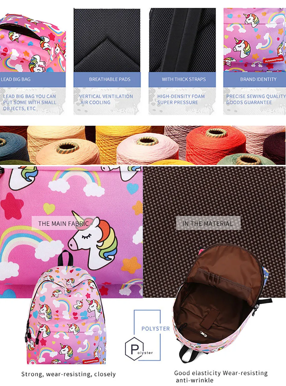Junior High School Backpack For Boys Girls Cartoon Animal Large Capacity School Bags For Teenage Girls Child's Travel Backpack