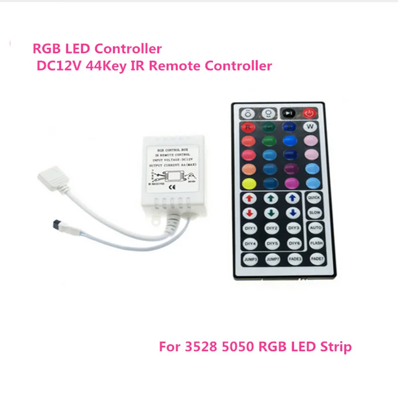 

RGB LED Controller DC12V 44Key IR Remote Controller for 3528 5050 RGB LED Strip.