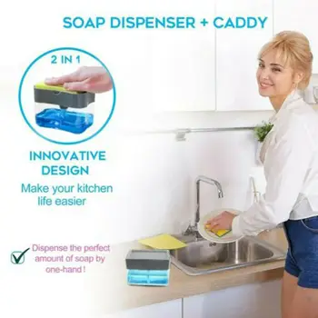 

2-in-1 Creative Homeart Pump Soap Dispenser and Sponge Caddy For Dish Soap Pump And Sponge Caddy Holders