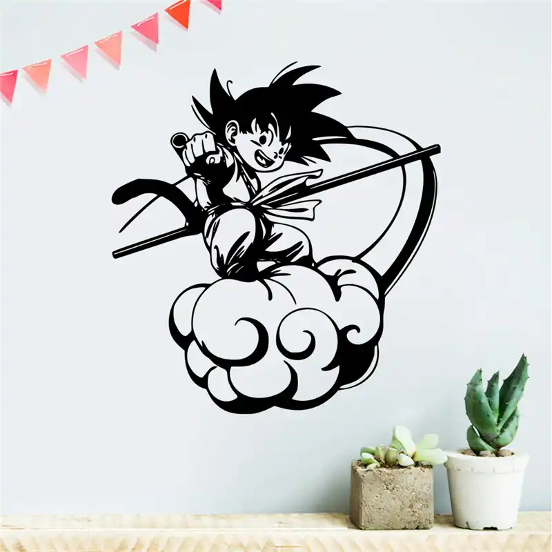 Children S Bedroom Boy Decor Decals Stickers Vinyl Art Wall Decal Cartoon Dragon Ball Sun Wukong Goku Home Decoration For Kids Rooms Home Garden