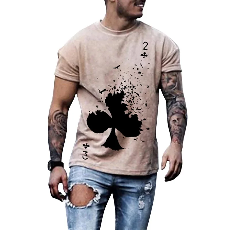 Tshirts Men Poker Print Shirt Harajaku Mens Clothing Summer Best Seller Streetwear Casual Loose T Shirts Short Sleeve Tops