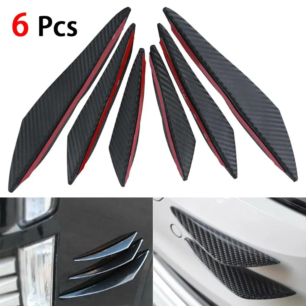 

6pcs Carbon Fiber Auto Front Bumper Fins Spoiler Canards Refit Car Accessories Car Accessories Dashboard Air Vent Panel Sticker