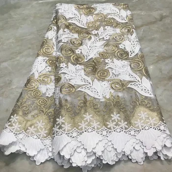 

High Quality Stone African tulle Lace Fabric French Mesh Embroidery Milk Silk Lace Fabric For Nigerian Wedding Party Dress cord