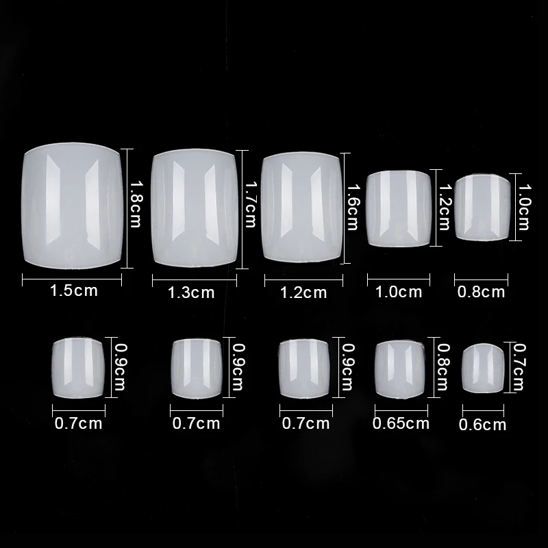 500 Pcs 1 Bag False Toe Nail Tips Clear Professional Full Cover Toenail Plastic Nail Art Tips Manicure Nail Art Tools