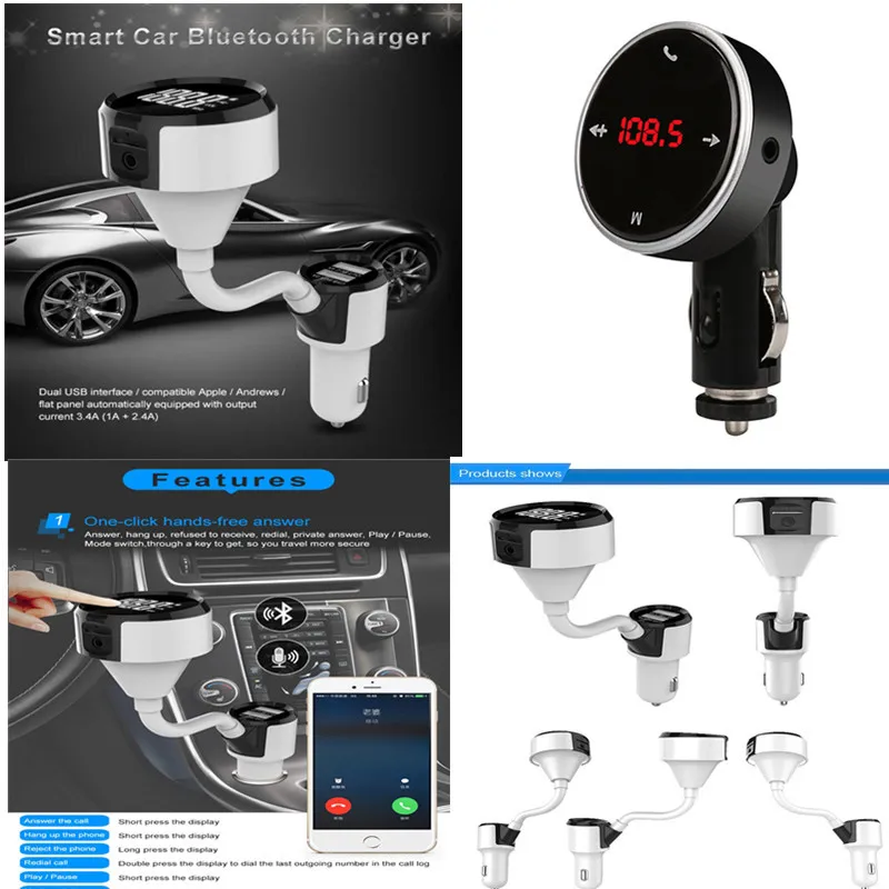 FM передатчик Беспроводной Bluetooth 2,1 Handsfree Car ЖК-дисплей MP3 плеер Bluetooth гарнитура для авто 5 V/2.1A USB, SD/MMC FM модулятор