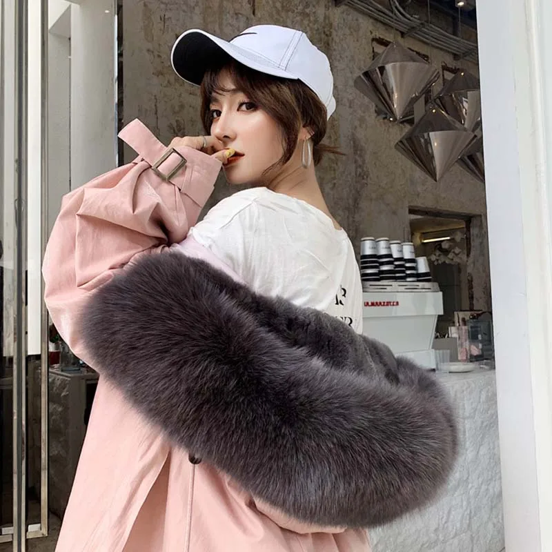 Съемная подкладка из кроличьего меха кролика рекс большой меховой воротник для женщин зима новая теплая Модная Высококачественная Женская Шуба с капюшоном NUW662