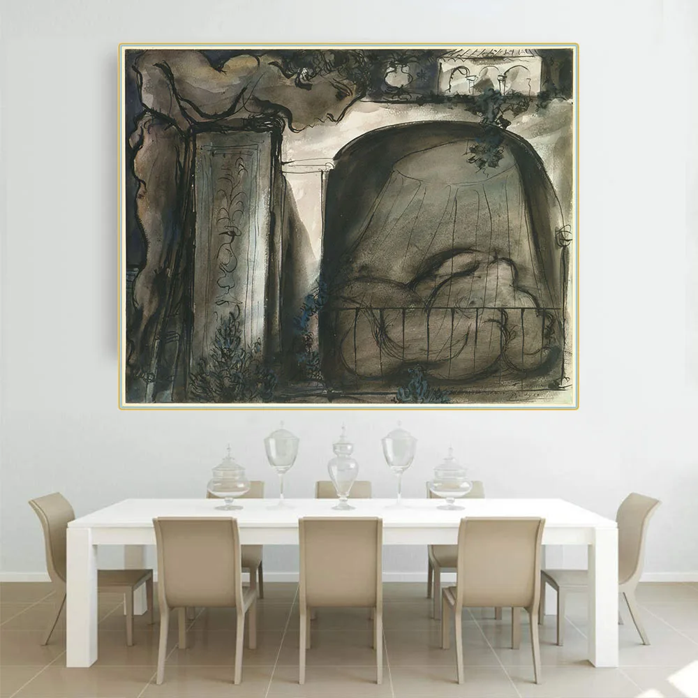 Citon Pablo Picasso《Le balcon 1933》Canvas Art Oil Painting Artwork Poster Picture Modern Wall Decor Home Living room Decoration | Дом и