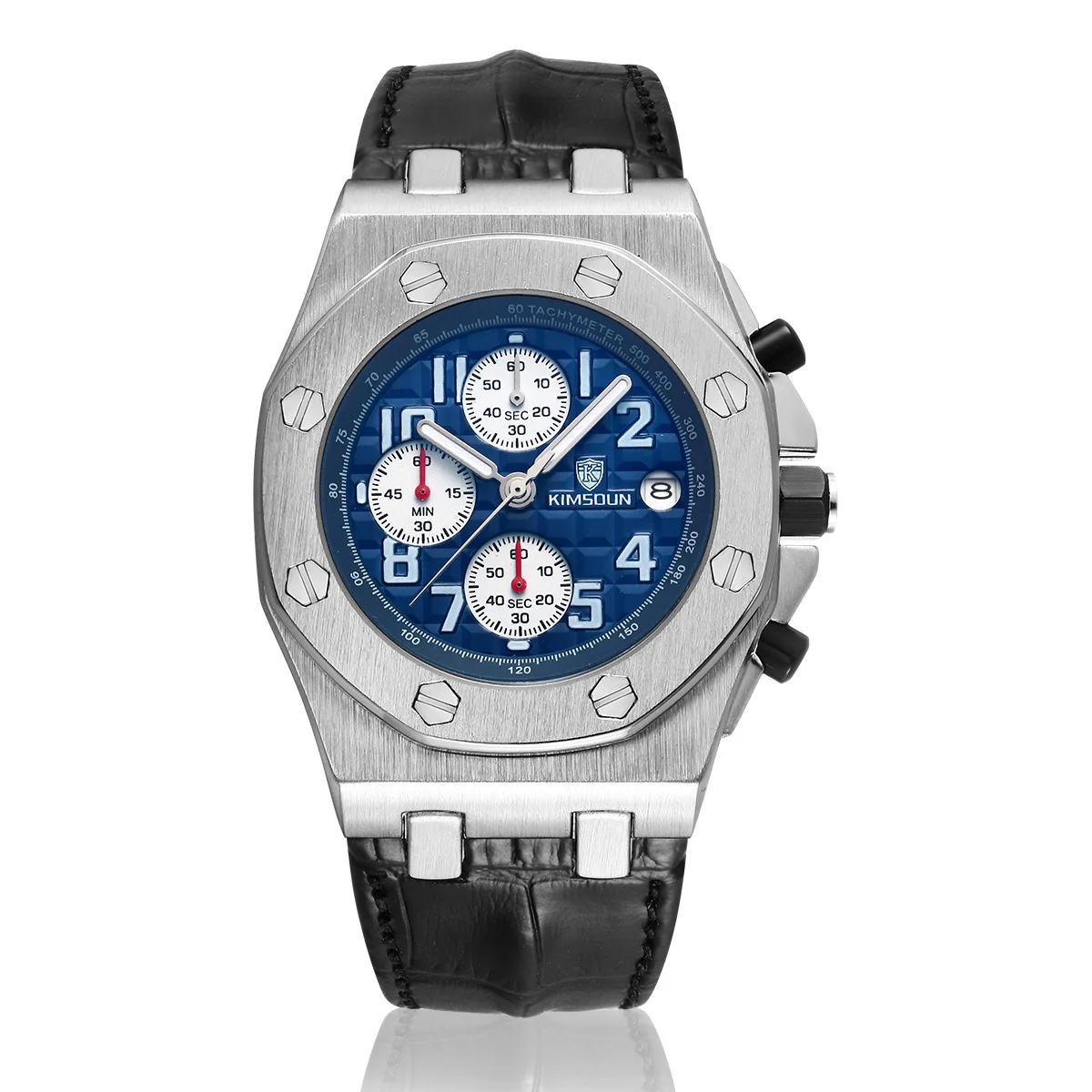 Switzerland Royal Rolexable Japan Miyota кварц часы три глаза многофункциональный синхронизации кожа водонепроницаемый календарь montre homme - Цвет: Серебристый