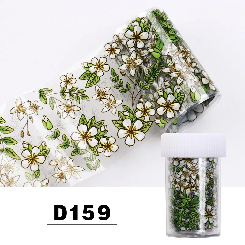 D159 Nail Foil 1 шт. голографический цветок Звездная Фольга для ногтей 4*100 см 33 цветной хрустальный камень переводная наклейка из фольги маникюрный набор Nailart украшения - Цвет: D159 Nail Foil