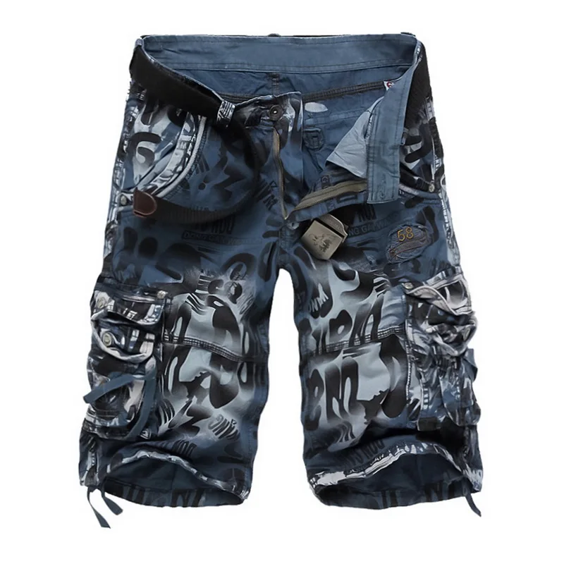 Blue Camo MJARTORIA карго шорты мужские крутые летние с принтом горячая Распродажа хлопок повседневные мужские короткие штаны брендовая одежда с принтом в виде надписи мужские карго шорты - Цвет: Blue Camo