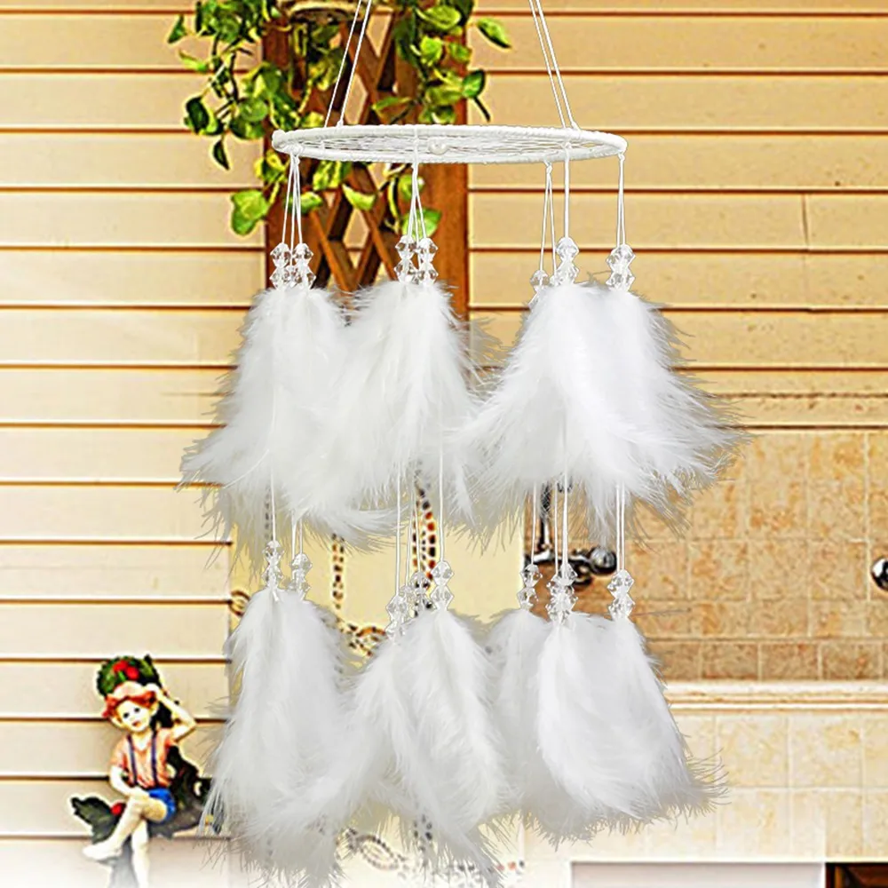 New white fluffy lantern dream catcher feather jewelry pendant wedding jewelry hanging wall decoration