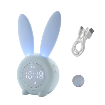 

Kids Alarm Clock Snoozing Sleep Timer Night Light Children's sleep Trainer For Bedroom Rabbit Shape 6 Groups of Ringtone