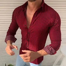 Chemise Homme, Мужская Осенняя свободная модная повседневная полосатая рубашка с длинным рукавом, топ, тонкая блуза, платье, большой размер s m l xl