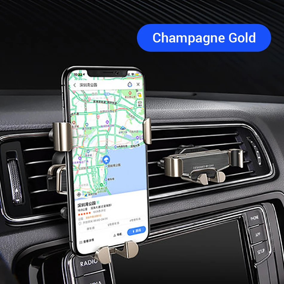 DIVI Невидимый гравитационный Автомобильный держатель для телефона в Автомобиле вентиляционное отверстие крепление для iPhone X Xs Max Xiaomi Mini держатель для мобильного телефона Подставка - Цвет: Champagne Gold