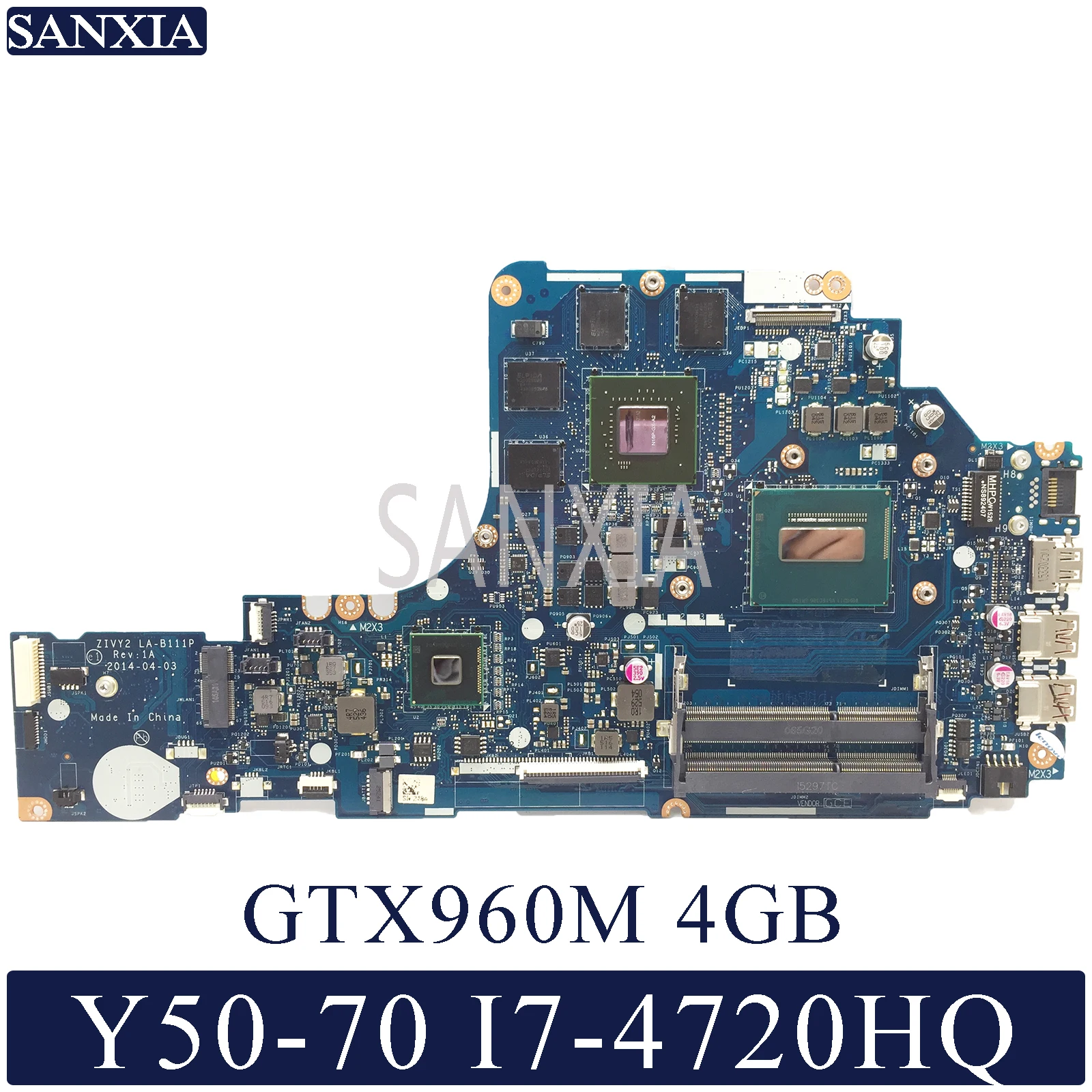 KEFU LA-B111P Laptop motherboard for Lenovo Y50-70 original mainboard I7-4720HQ/4710HQ GTX960M-4GB