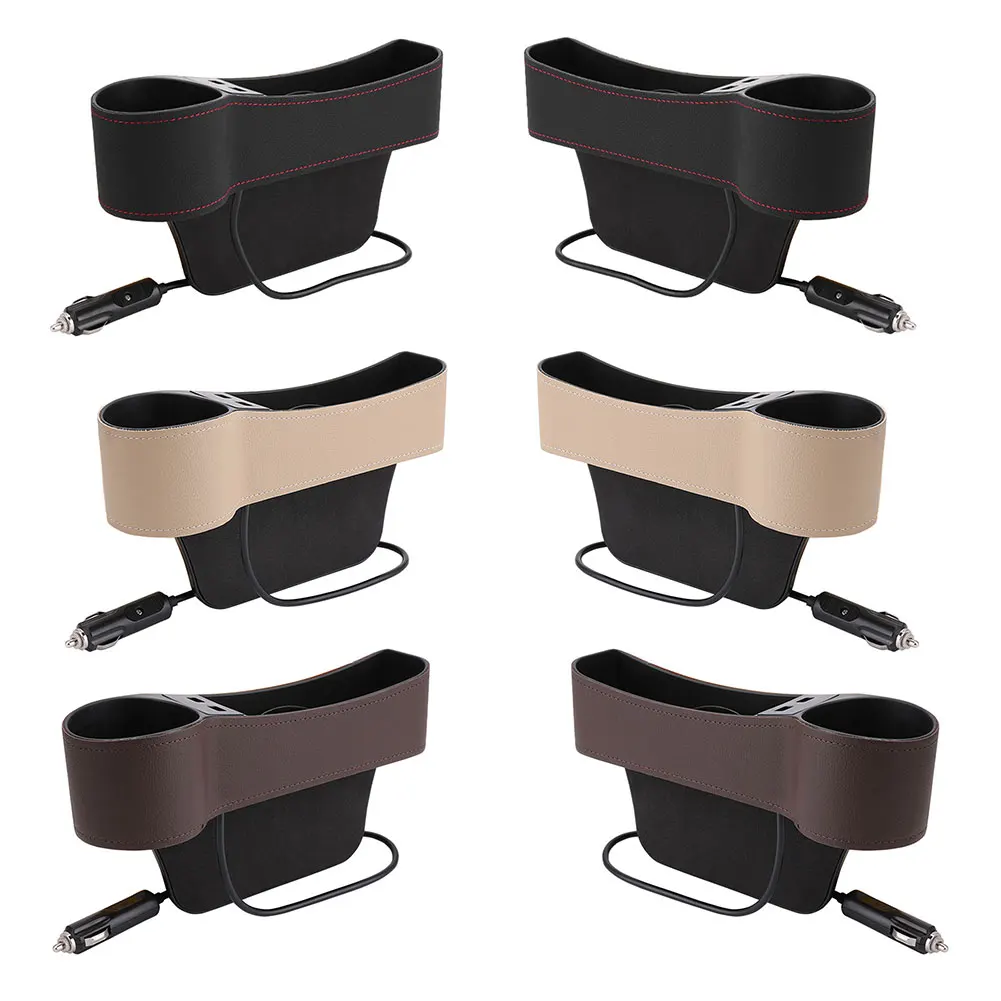Car Cup holder Universal Seat Organizers Cup Holder for a Car Gap Side Pocket Storage Box Dual USB Charger Auto Stowing Tidying