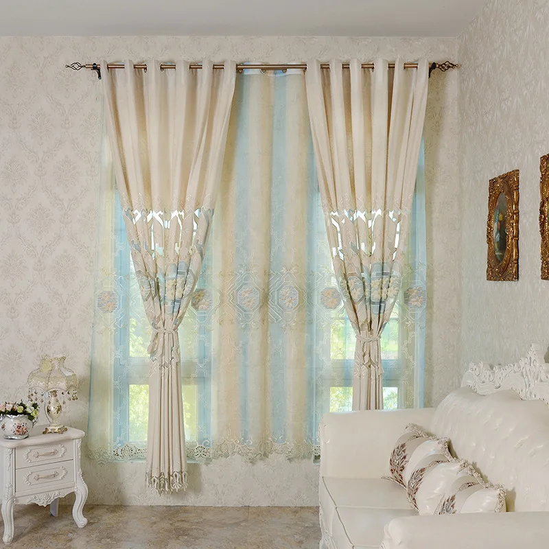

High Blackout Velvet Curtains for Living Room Embroidered Curtains for Bedroom Cotton Linen Curtain Tulle