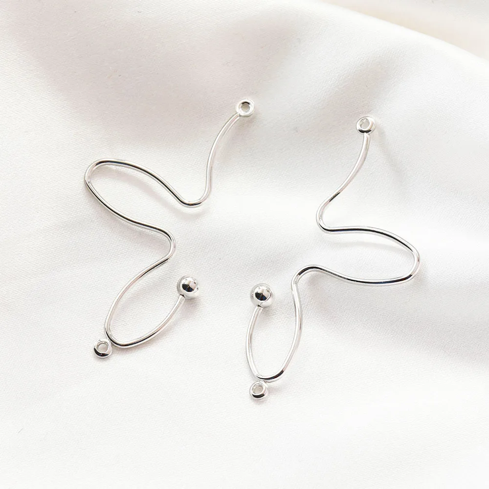 꽃잎 모양 더블 홀 펜던트, DIY 귀걸이 쥬얼리 재료 만들기 부품 손으로 만든 액세서리, 6 개