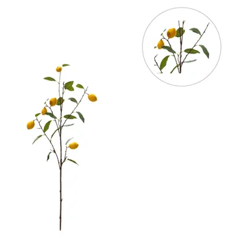 

1PC Simulated Lemon Branches Decor Imitation Single Branches Decor Green Plants Dry Flower Ornament Realistic Flower Arrangement