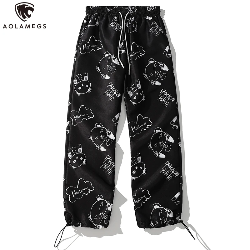 Aolamegs Hip Hop Sweatpants Men Cute Animal Printing Track Cargo Pants Autumn Fashion Casual Harajuku Jogger Trousers Streetwear | Мужская