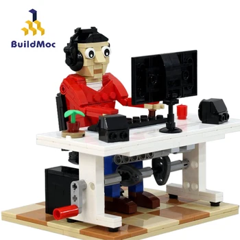 

Buildmoc City Laptop Office House Computer Office Worker Creator Ideas Moc Brick Building Blocks Gift Toys For Children