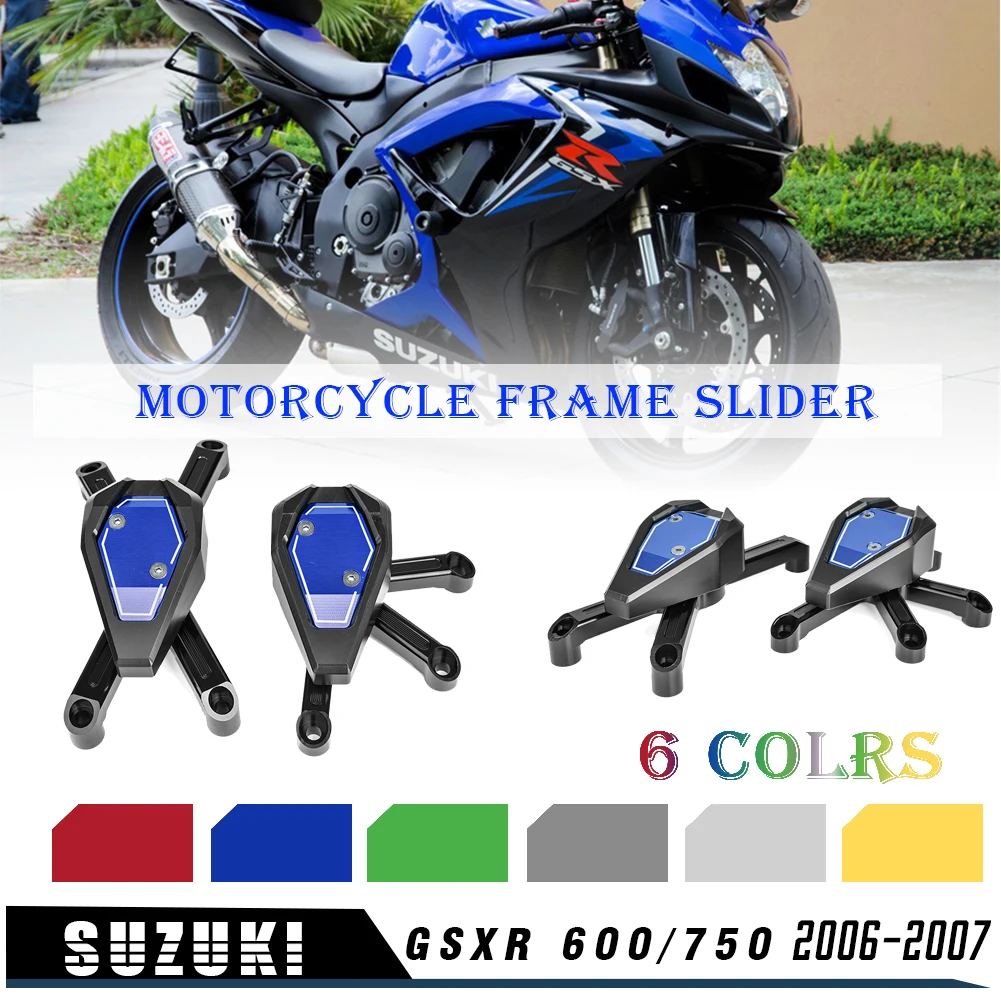 No Cut Frame Slider Protector For 2006 2007 2008 Suzuki Gsx-R Gsxr 600 750 BLACK