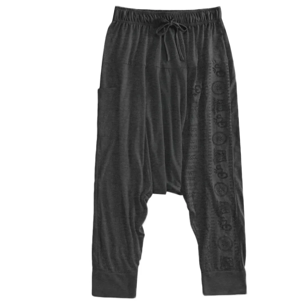 Gray M-5XL мужские Длинные повседневные свободные брюки с принтом в стиле хип-хоп, уличная одежда большого размера, брюки-шаровары, штаны для бега m806 - Цвет: Gray