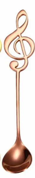 rose gold Note Shaped кофейная ложка из нержавеющей стали чайная ложка с длинной ручкой столовые приборы домашняя кухонная посуда для питья десертное Мороженое ложка - Цвет: rose gold