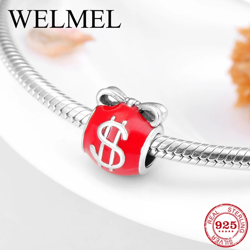 

925 Sterling Silver red Epoxy Round Shape beads womens accessories trendy 2018 Fit Original Pandora Charms Bracelet Jewelry