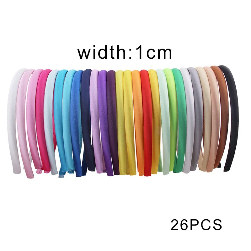 1cm-26pcs Простой 1/1. 5/2/3 см атласные головные ободки повязки Сделай Сам лента повязка для волос для девочки сплошной цвет аксессуары женские головные уборы hairhoop Головные уборы - Цвет: 1cm-26pcs