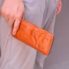 AETOO Handmade vegetable tanned leather men's wallet, first layer cowhide wallet, multifunctional retro large-capacity wallet 5