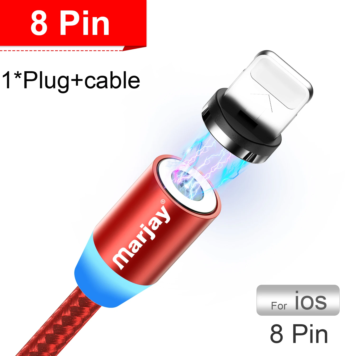 Marjay Магнитный USB кабель 1 м Быстрая зарядка Магнитный Micro Usb кабель для Iphone samsung USB C кабель провод для мобильного телефона - Цвет: Red For IOS