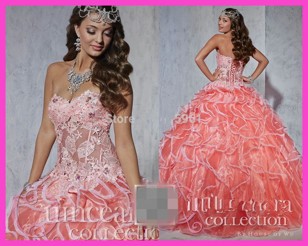 Vestidos de 15 robe de bal illusion водяная Дыня Бальное Платье милое кружевное платье с бисером vestidos de quinceanera платья на шнуровке