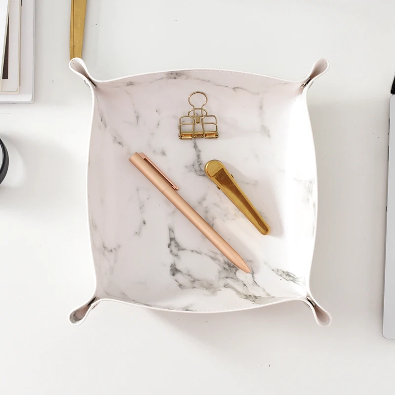 

Xiaoxi Nordic Fenglin Leather Desktop Receiving Box, Sundries Keys, Jewelry Box, Cosmetics Setting Frame