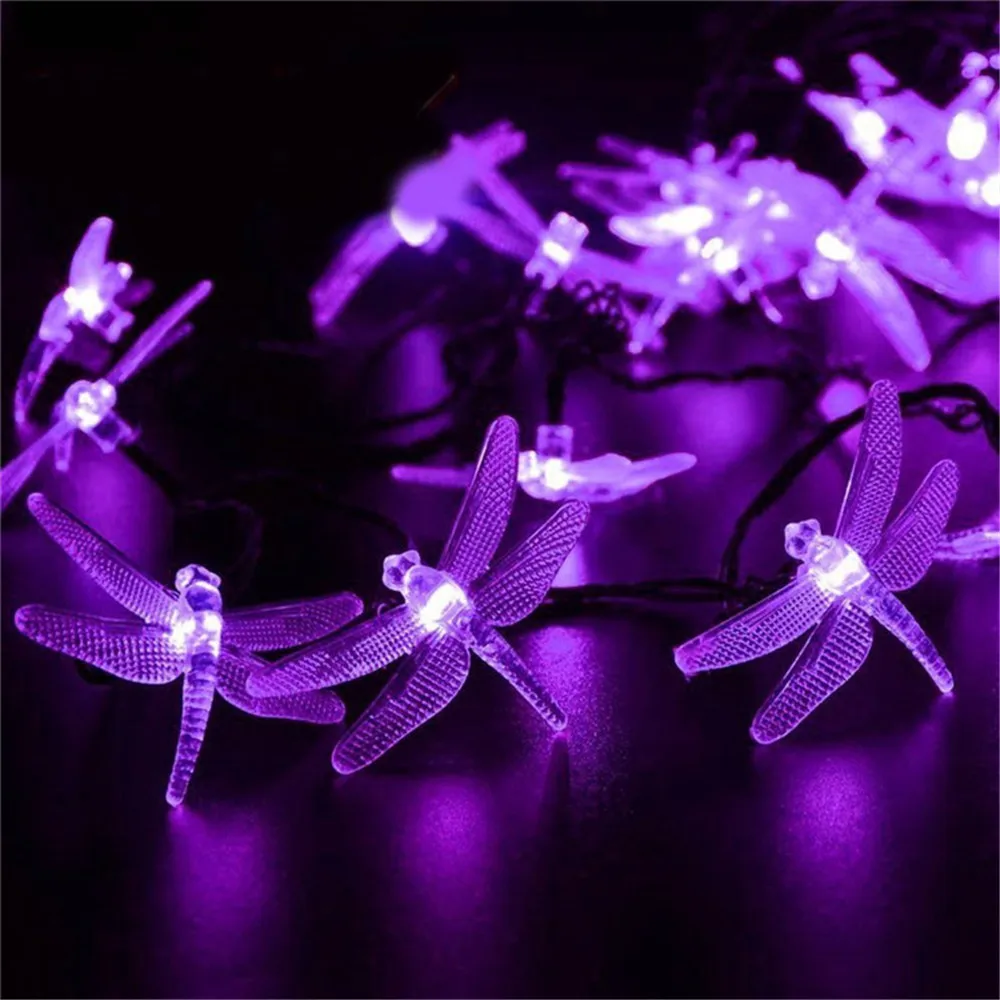 30LED Солнечная Стрекоза Сказочный светильник, уличный Солнечный Рождественский светильник, водонепроницаемый светильник для праздника, вечеринки, двора, дома, патио, декор, светильник