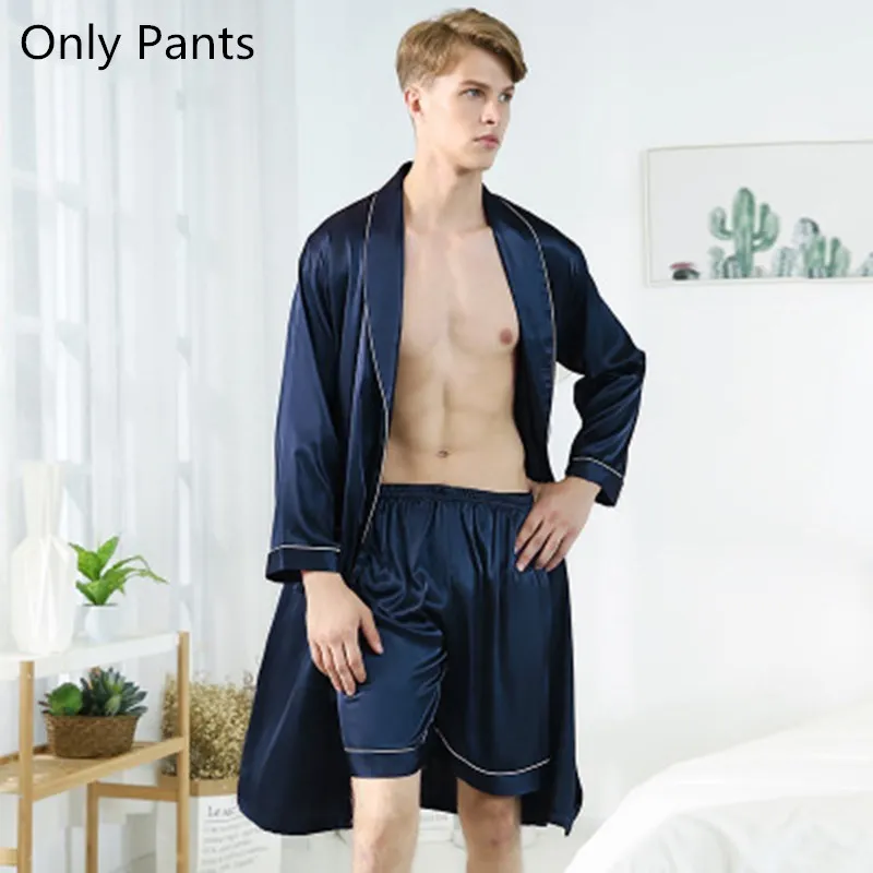 Men's Pajamas Male Satin Silk Pyjamas Summer Sleep Bottoms Lounge Short Pants Sleepwear Elastic Waist Male Home Wear Nightgrown