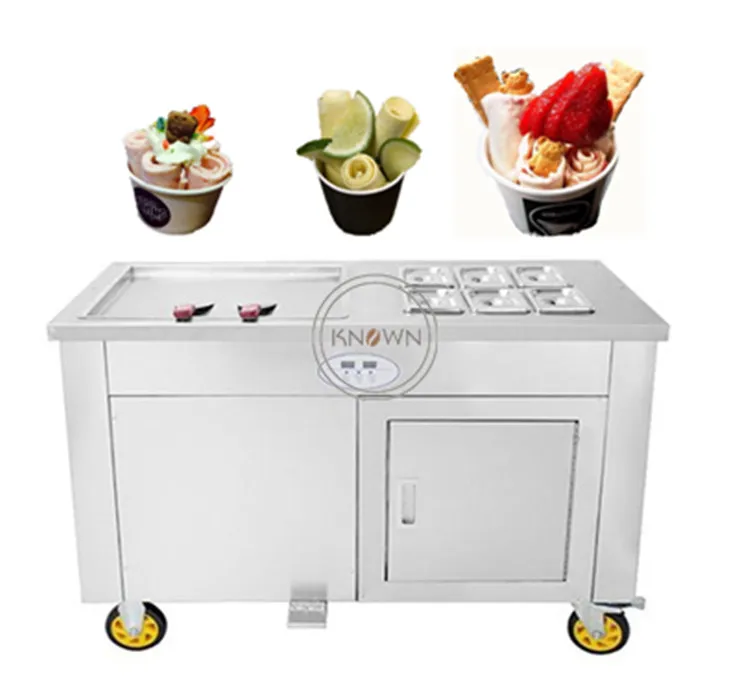 

single square pan Ice Cream Roll Frying Machine Tailand Fried With acrylic baffle