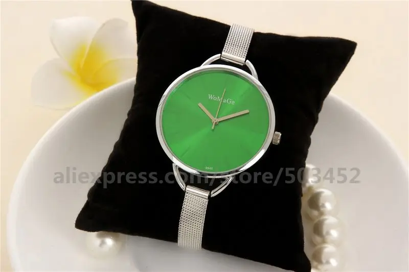 100 шт/лот без цифр женские часы заводская цена подарки другу Relojes Hombre Тонкий Сетчатый ремень модные кварцевые часы