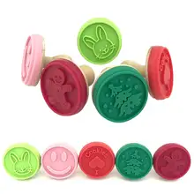 Silicone Cookie Stamps Moulds Cute Smile Rabbit Heart Cookie Tools Cake Decoration Bakeware Kitchen Gadgets With Wooden Handle