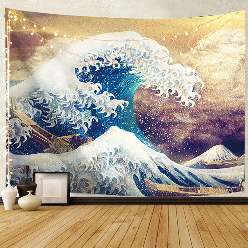 Psychedelic tapestryJapan Kanagawa Waves Настенное подвесное украшение гобелен настенный ковер бохо