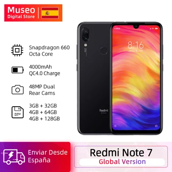 Перейти на Алиэкспресс и купить Глобальная версия смартфона Xiaomi Redmi Note 7, 48 МП, двойная задняя камера, Восьмиядерный процессор Snapdragon 660, 6,3 дюйма, FHD +, мобильные телефоны QC4.0, 4000...