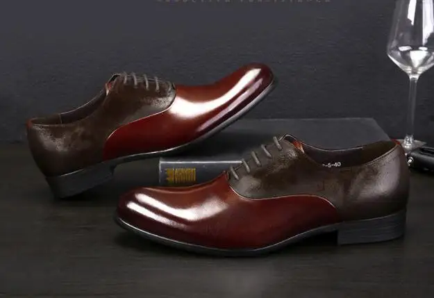 Zapatos de vestir formales hechos a mano de 2 colores para hombre, zapatos  oxford de encaje con punta puntiaguda para hombre, zapatos de boda de cuero  genuino para fiestas|Zapatos formales| - AliExpress