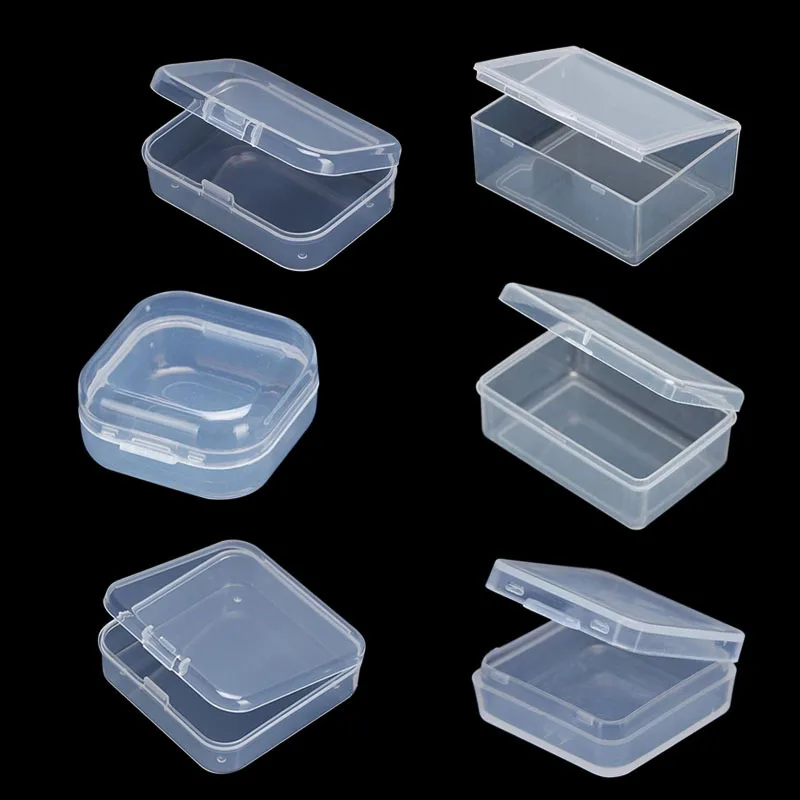 10Pcs Clear Plastic Transparent With Lid Small Storage Box Collection Container