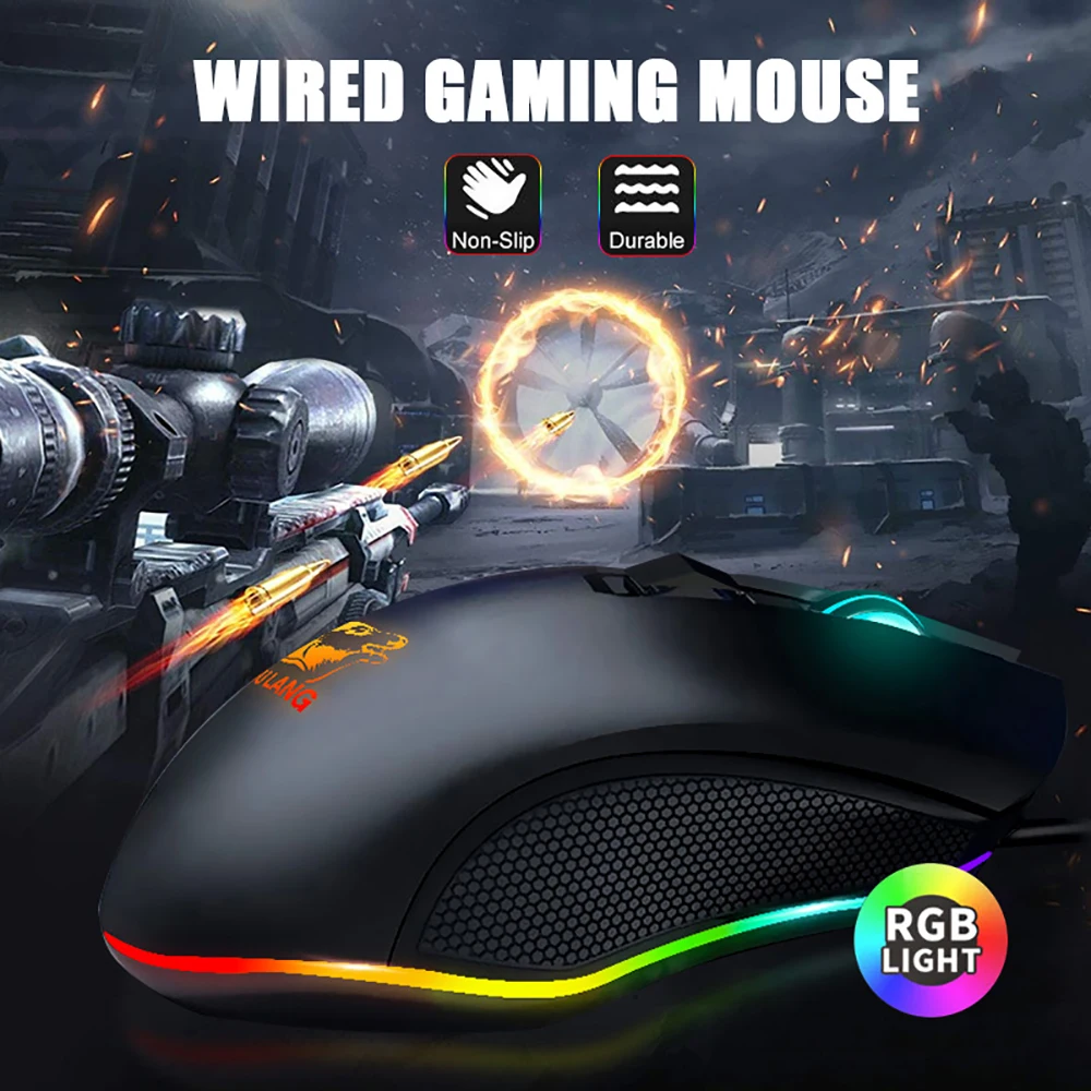 Professional Wired Gaming Mouse 6 Buttons 3200DPI Mice with RGB Backlight Optical Sensor USB Computer Mouse for PC Gamer Laptop PK Razer Gaming Mouse (1)
