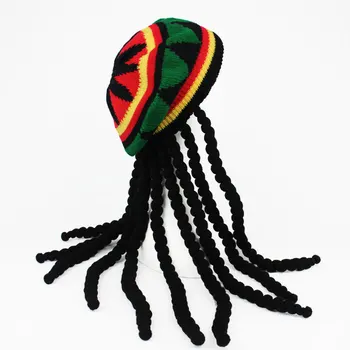 Gorro de punto estilo Hip Hop para Hombre y mujer, gorro trenzado con peluca, estilo jamaiquino, Rasta de Bob Marley, gorro de invierno, Reggae Czapka Zimowa