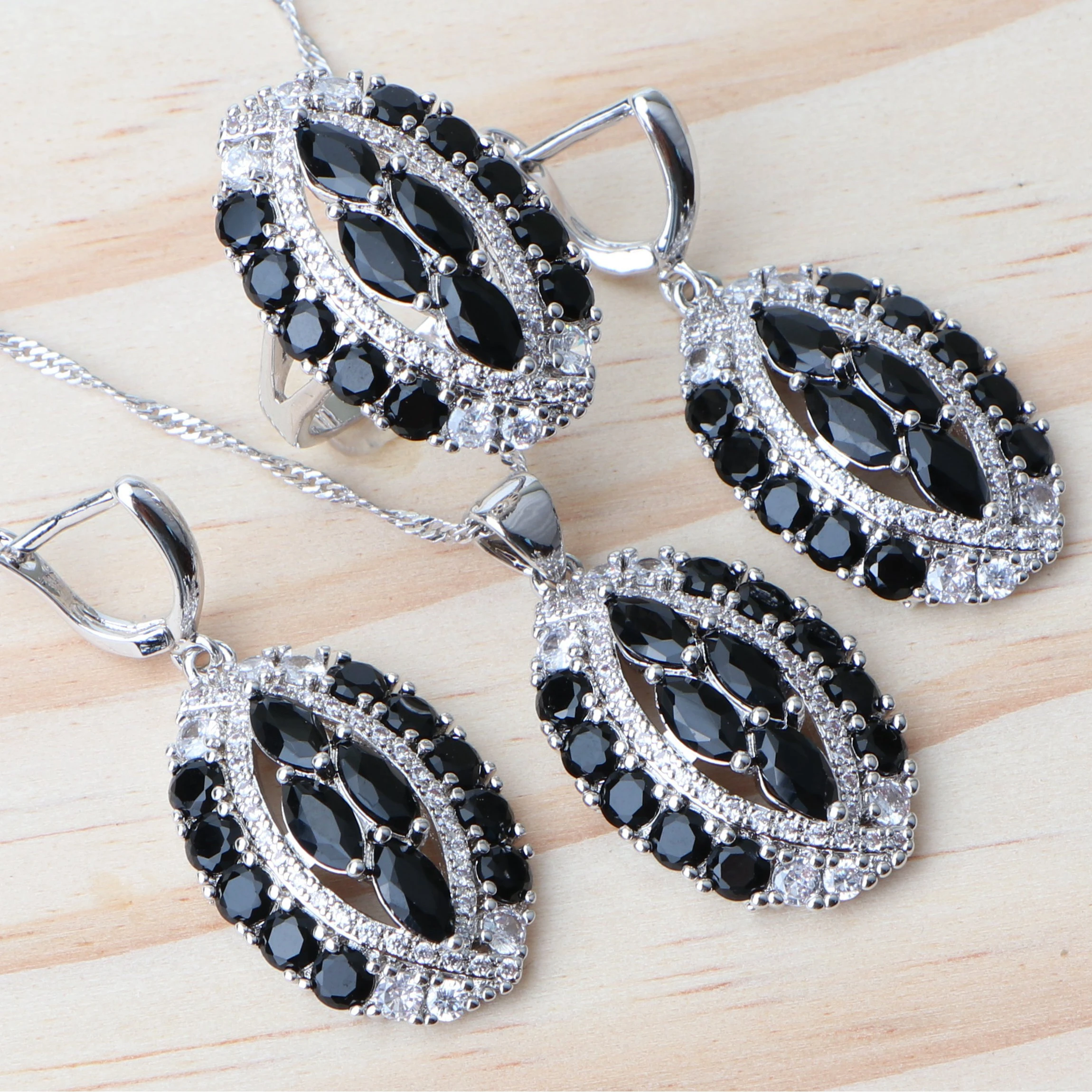 Серебряные 925 Свадебные Ювелирные наборы для женщин свадебный костюм ювелирные